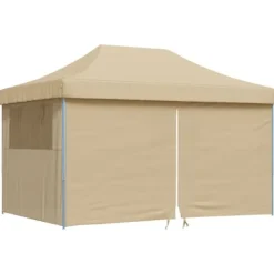 Telte & Lysthuse^Foldbart pop-up festtelt med 4 sidevægge | Farve: Beige