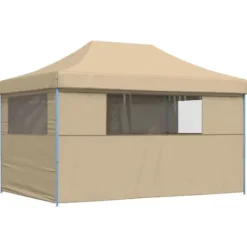 Telte & Lysthuse^Foldbart pop-up festtelt med 4 sidevægge | Farve: Beige