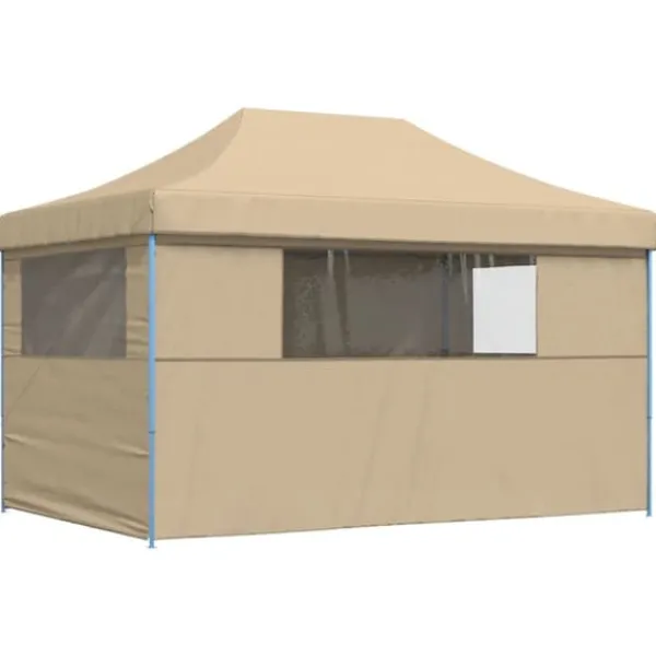 Telte & Lysthuse^Foldbart pop-up festtelt med 4 sidevægge | Farve: Beige