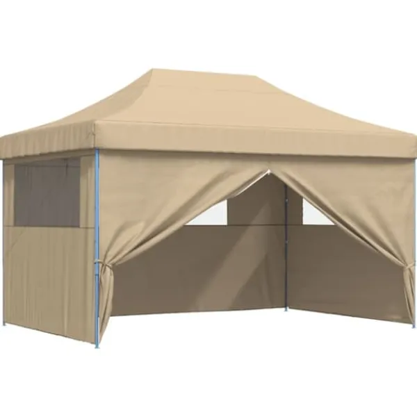 Telte & Lysthuse^Foldbart pop-up festtelt med 4 sidevægge | Farve: Beige