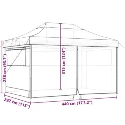Telte & Lysthuse^Foldbart pop-up festtelt med 4 sidevægge | Farve: Beige