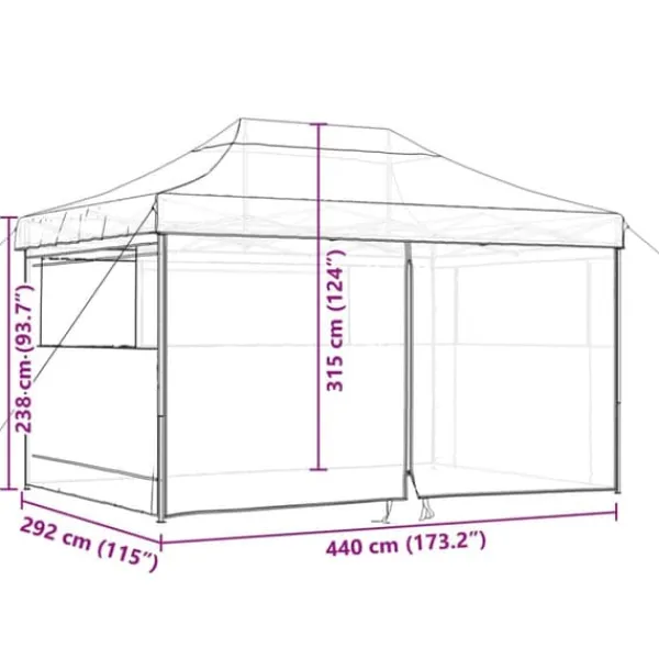 Telte & Lysthuse^Foldbart pop-up festtelt med 4 sidevægge | Farve: Beige