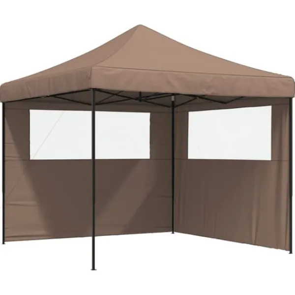 Discount Foldbart pop-up festtelt med 2 sidevægge | Farve: Brun | Størrelse: 3x3 m Telte & Lysthuse