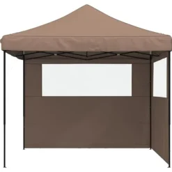 Discount Foldbart pop-up festtelt med 2 sidevægge | Farve: Brun | Størrelse: 3x3 m Telte & Lysthuse