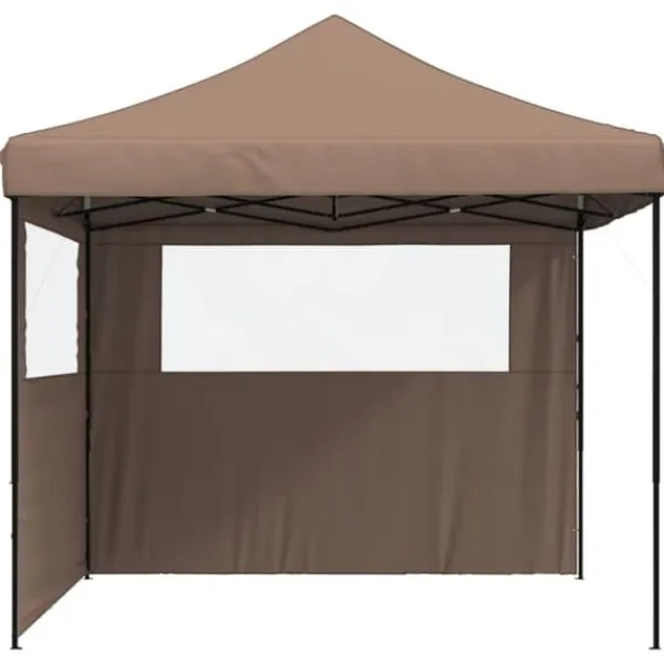 Discount Foldbart pop-up festtelt med 2 sidevægge | Farve: Brun | Størrelse: 3x3 m Telte & Lysthuse