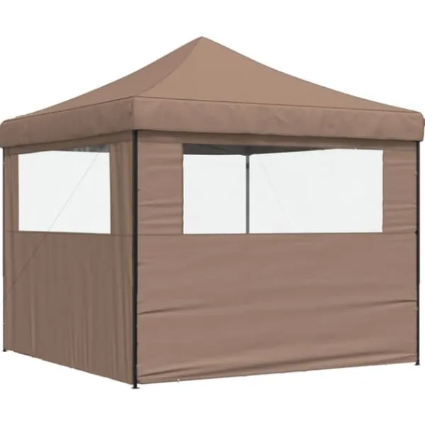 Discount Foldbart pop-up festtelt med 2 sidevægge | Farve: Brun | Størrelse: 3x3 m Telte & Lysthuse