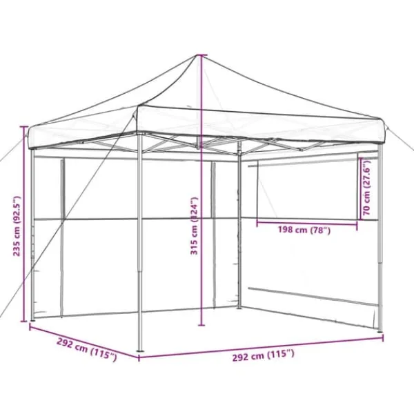 Discount Foldbart pop-up festtelt med 2 sidevægge | Farve: Brun | Størrelse: 3x3 m Telte & Lysthuse