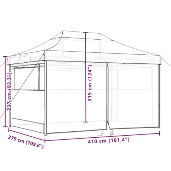 Online Foldbart pop-up festtelt med 4 sidevægge | Farve: Terracotta Telte & Lysthuse