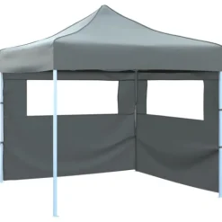 Telte & Lysthuse^Foldbart pop-up festtelt med 2 sidevægge - 3x3 m | Farve: Antracitgrå
