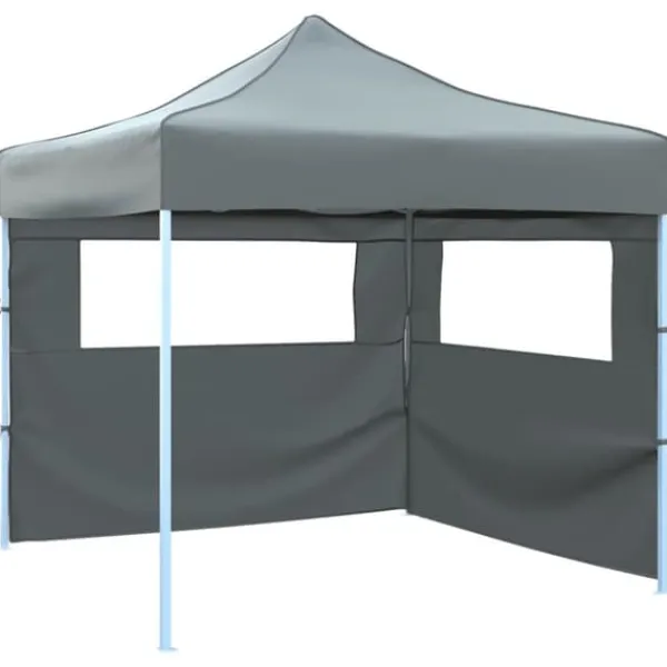 Telte & Lysthuse^Foldbart pop-up festtelt med 2 sidevægge - 3x3 m | Farve: Antracitgrå