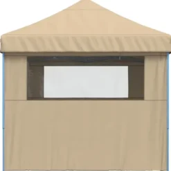 Telte & Lysthuse^Foldbart pop-up festtelt med 4 sidevægge | Farve: Beige | Størrelse: 3x3 m