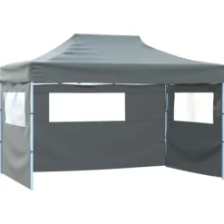 New Foldbart telt med 3 sidevægge - Pop Up festtelt | Størrelse: 431x291x315 cm | Farve: Antracitgrå Telte & Lysthuse