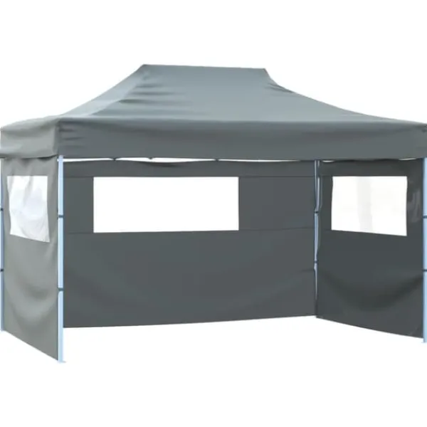 New Foldbart telt med 3 sidevægge - Pop Up festtelt | Størrelse: 431x291x315 cm | Farve: Antracitgrå Telte & Lysthuse