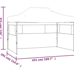New Foldbart telt med 3 sidevægge - Pop Up festtelt | Størrelse: 431x291x315 cm | Farve: Antracitgrå Telte & Lysthuse
