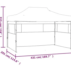 Best Foldbart telt med 3 vægge - Ideelt til udendørs arrangementer | Størrelse: 3x4,5 m | Farve: Creme Telte & Lysthuse
