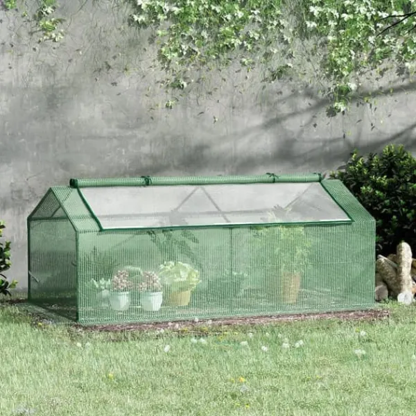 Drivhus^Foliedrivhus med vindue, tomathus/plantekasse, 180×90×70 cm, grøn