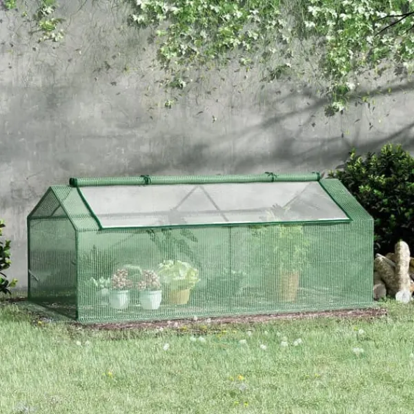 Drivhus^Foliedrivhus med vindue, tomathus/plantekasse, 180×90×70 cm, grøn