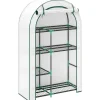 Clearance Foliedrivhus rundtag 100x45x160 cm med hylder & dør, hvid Drivhus