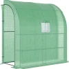 Online Foliedrivhus 200x100x215 cm med 2 døre, UV-beskyttelse, stål & PE, grøn – planteopdræt Drivhus