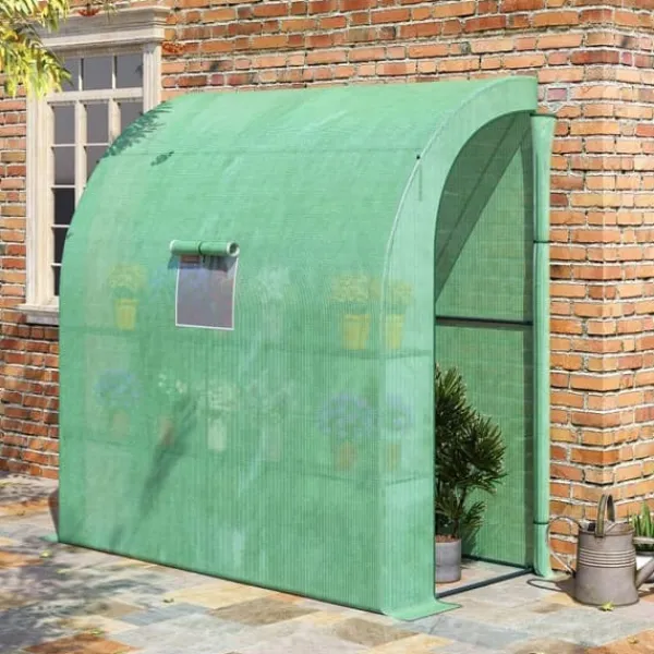 Online Foliedrivhus 200x100x215 cm med 2 døre, UV-beskyttelse, stål & PE, grøn – planteopdræt Drivhus