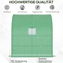 Online Foliedrivhus 200x100x215 cm med 2 døre, UV-beskyttelse, stål & PE, grøn – planteopdræt Drivhus