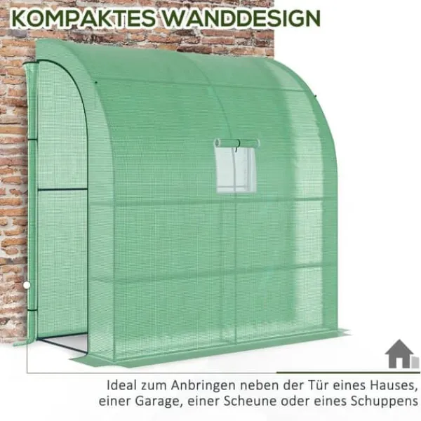 Online Foliedrivhus 200x100x215 cm med 2 døre, UV-beskyttelse, stål & PE, grøn – planteopdræt Drivhus