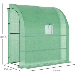 Drivhus^Foliedrivhus 200x100x215 cm med 2 døre, UV-beskyttelse, stål & PE, grøn – planteopdræt