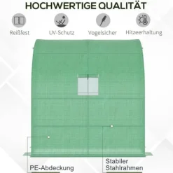 Drivhus^Foliedrivhus 200x100x215 cm med 2 døre, UV-beskyttelse, stål & PE, grøn – planteopdræt