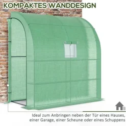 Drivhus^Foliedrivhus 200x100x215 cm med 2 døre, UV-beskyttelse, stål & PE, grøn – planteopdræt