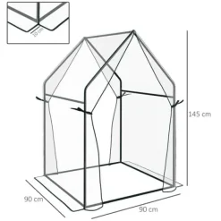 Clearance Foliedrivhus 90x90x145 cm med dobbeltdør, vindtæt, PE, transparent Drivhus