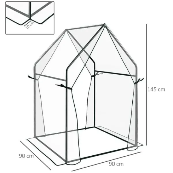 Clearance Foliedrivhus 90x90x145 cm med dobbeltdør, vindtæt, PE, transparent Drivhus
