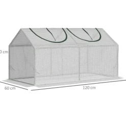 Drivhus^Foliedrivhus 120x60x60 cm med vindue, PE – tomathus/drivbænk, hvid