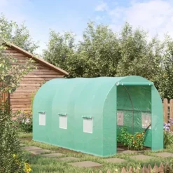Drivhus^Foliedrivhus 395x195x190 cm, rundbue, 6 netvinduer – dyrkningstunnel
