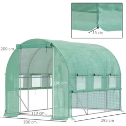 Drivhus^Foliedrivhus 2,95x2x2 m, gåbart, 6 vinduer, UV-beskyttelse – til havebrug