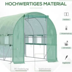 Drivhus^Foliedrivhus 2,95x2x2 m, gåbart, 6 vinduer, UV-beskyttelse – til havebrug