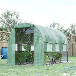 Drivhus^Foliedrivhus 2,95x2x2 m, gåbart, 6 vinduer, UV-beskyttelse – til havebrug