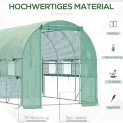 Drivhus^Foliedrivhus 2,95x2x2 m, gåbart, 6 vinduer, UV-beskyttelse – til havebrug