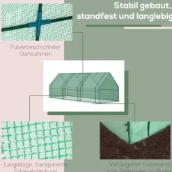 Drivhus^Foliedrivhus/drivbænk 270x90x90 cm, grøn – til tomater & planter