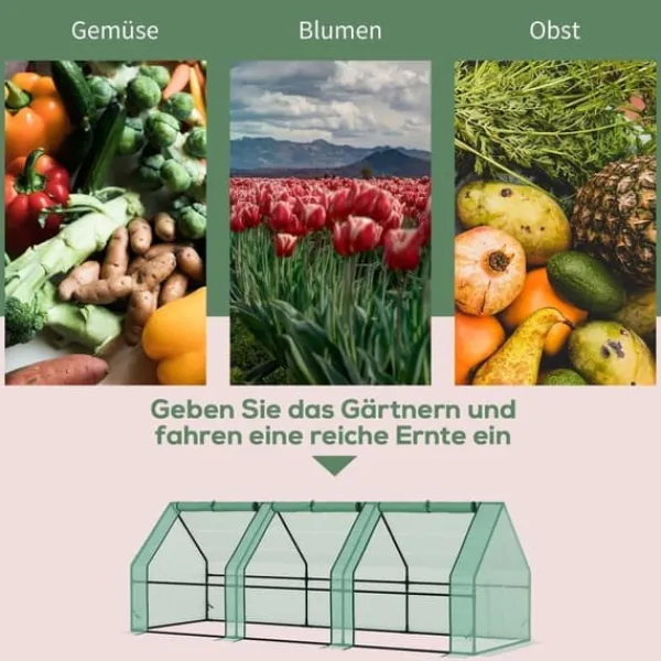 Best Foliedrivhus/drivbænk 270x90x90 cm, grøn – til tomater & planter Drivhus