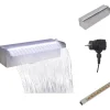 Springvand & Damme^Fontæner - Living rektangulær vandfaldsfontæne med LED-lys rustfrit stål 30 cm