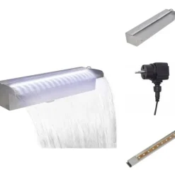 Sale Fontæner - Rektangulær vandfaldsfontæne med LED-lys rustfrit stål 45 cm Springvand & Damme