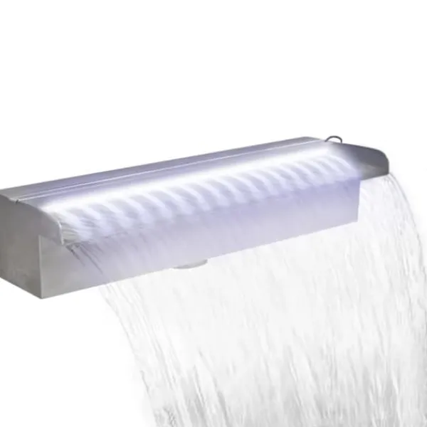 Sale Fontæner - Rektangulær vandfaldsfontæne med LED-lys rustfrit stål 45 cm Springvand & Damme