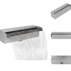 Discount Fontæner - Rektangulær vandfaldsfontæne til pool rustfrit stål 30 cm Springvand & Damme