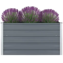 Plantningsbænke^Forhøjet blomsterbed i galvaniseret stål - Holdbar plantekasse | Størrelse: 100x100x45 cm | Farve: Grå