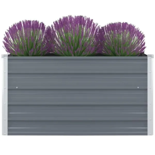 Plantningsbænke^Forhøjet blomsterbed i galvaniseret stål - Holdbar plantekasse | Størrelse: 100x100x45 cm | Farve: Grå