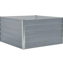 Plantningsbænke^Forhøjet blomsterbed i galvaniseret stål - Holdbar plantekasse | Størrelse: 100x100x45 cm | Farve: Grå