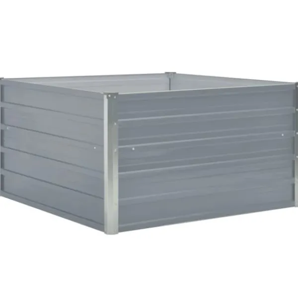Plantningsbænke^Forhøjet blomsterbed i galvaniseret stål - Holdbar plantekasse | Størrelse: 100x100x45 cm | Farve: Grå
