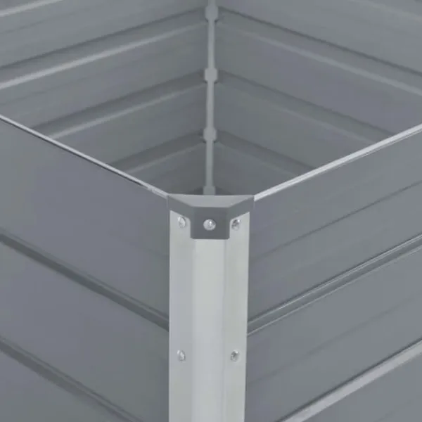 Plantningsbænke^Forhøjet blomsterbed i galvaniseret stål - Holdbar plantekasse | Størrelse: 100x100x45 cm | Farve: Grå