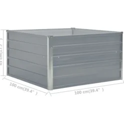 Plantningsbænke^Forhøjet blomsterbed i galvaniseret stål - Holdbar plantekasse | Størrelse: 100x100x45 cm | Farve: Grå
