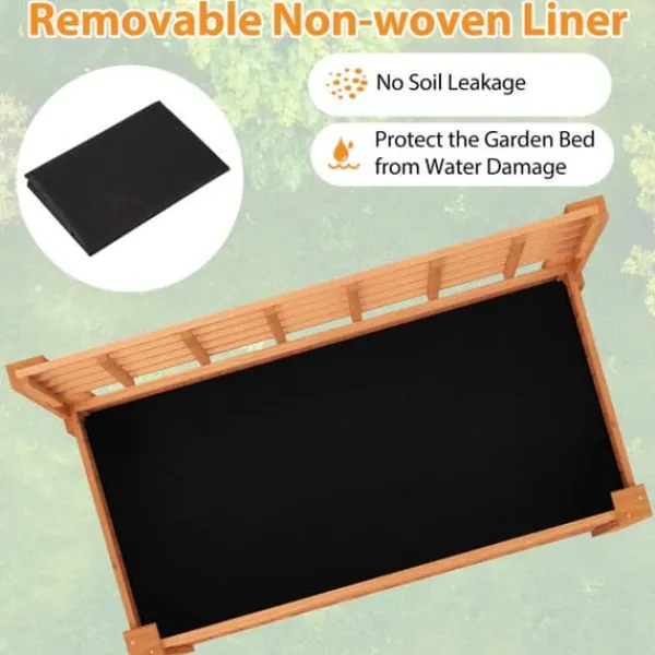 Plantningsbænke^Forhøjet højbed, 114×58×150 cm, Natur